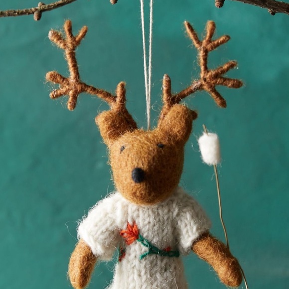 Anthropologie Campfire Deer Felt Ornament Christmas Tree Holiday Decor Anthro - Picture 2 of 8